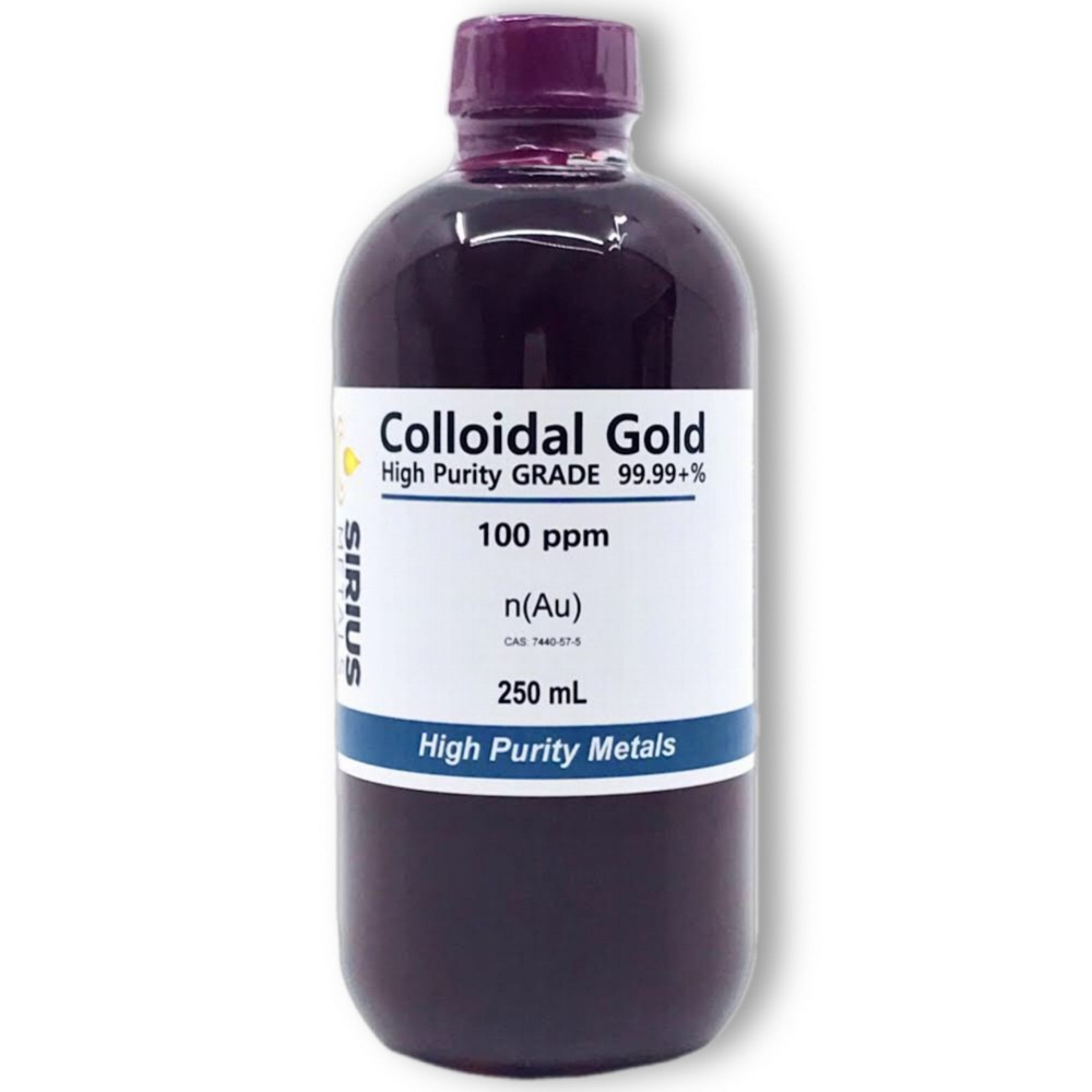 True Colloidal Gold Nanoparticles (AuNPs): 100ppm - 250mL Plastic