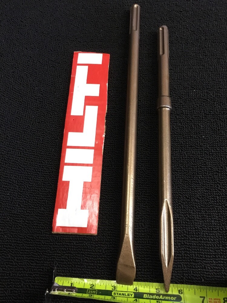 HILTI CHISEL SDS MAX SET FLAT 3/4" AND POINTED 15-1/2", PREOWNED, FAST SHIP