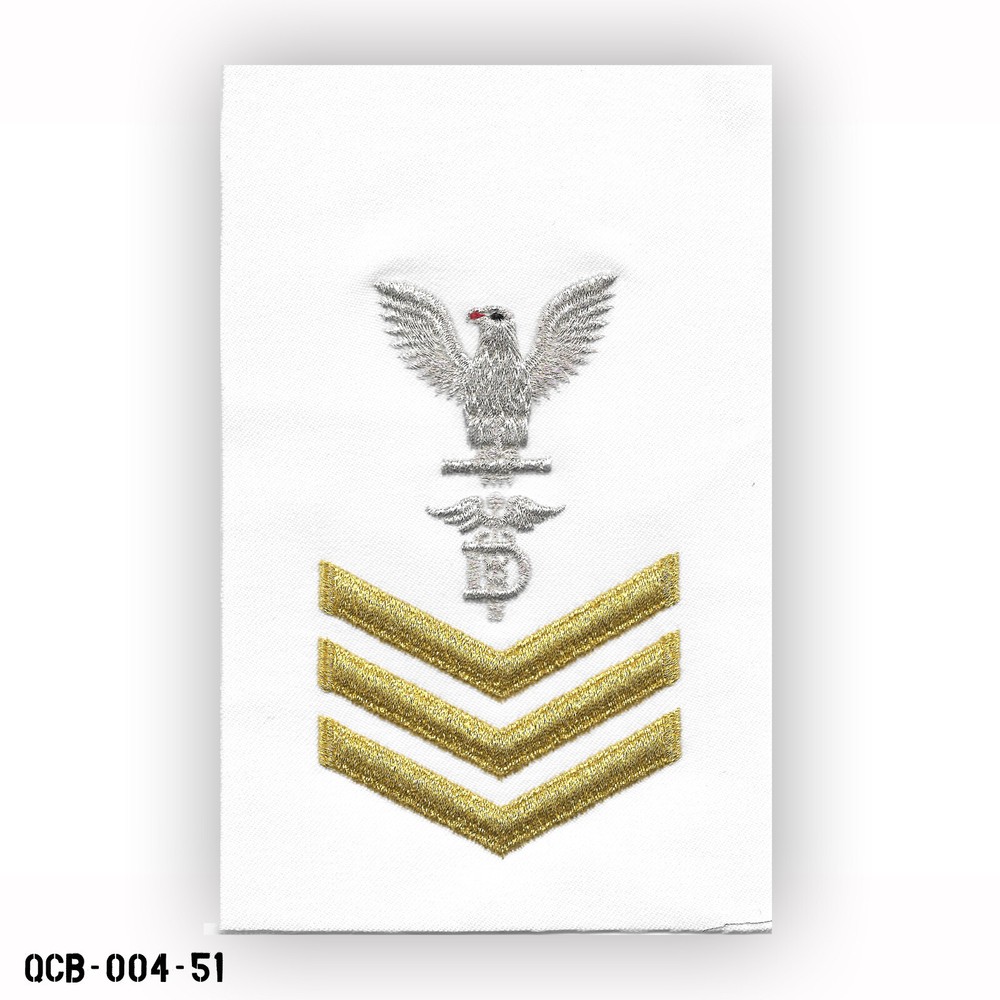 Dental Tech White Sleeve Patch ~ US Navy E-6 Petty Officer First Class ~ NEW