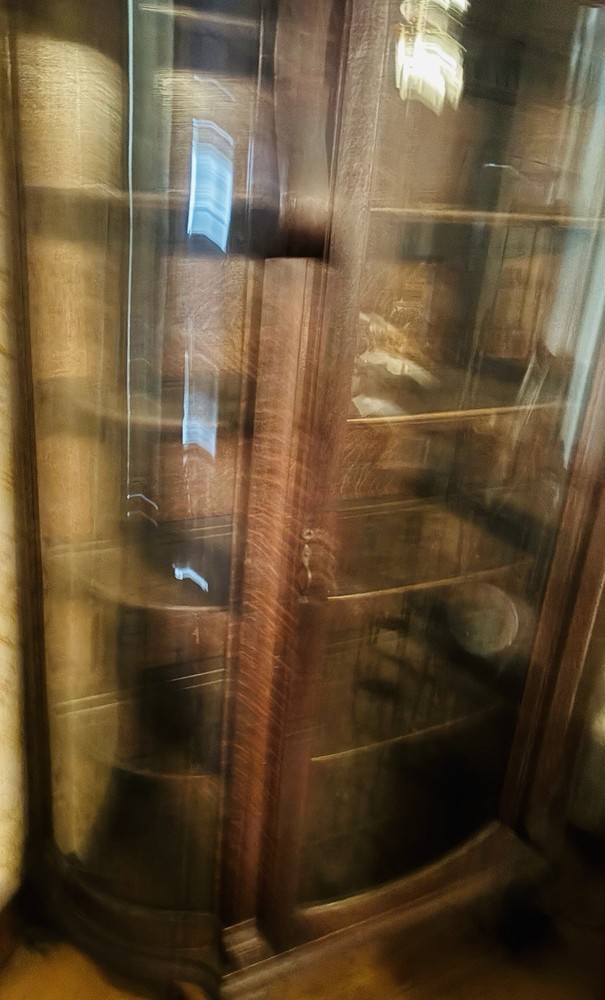 Antique Victorian Curved Cabinet Display