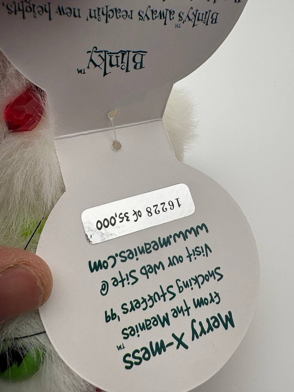 1999 MEANIES Shocking Stuffers '99 BLINKY THE CAT Plush CHRISTMAS LIGHTS Parody