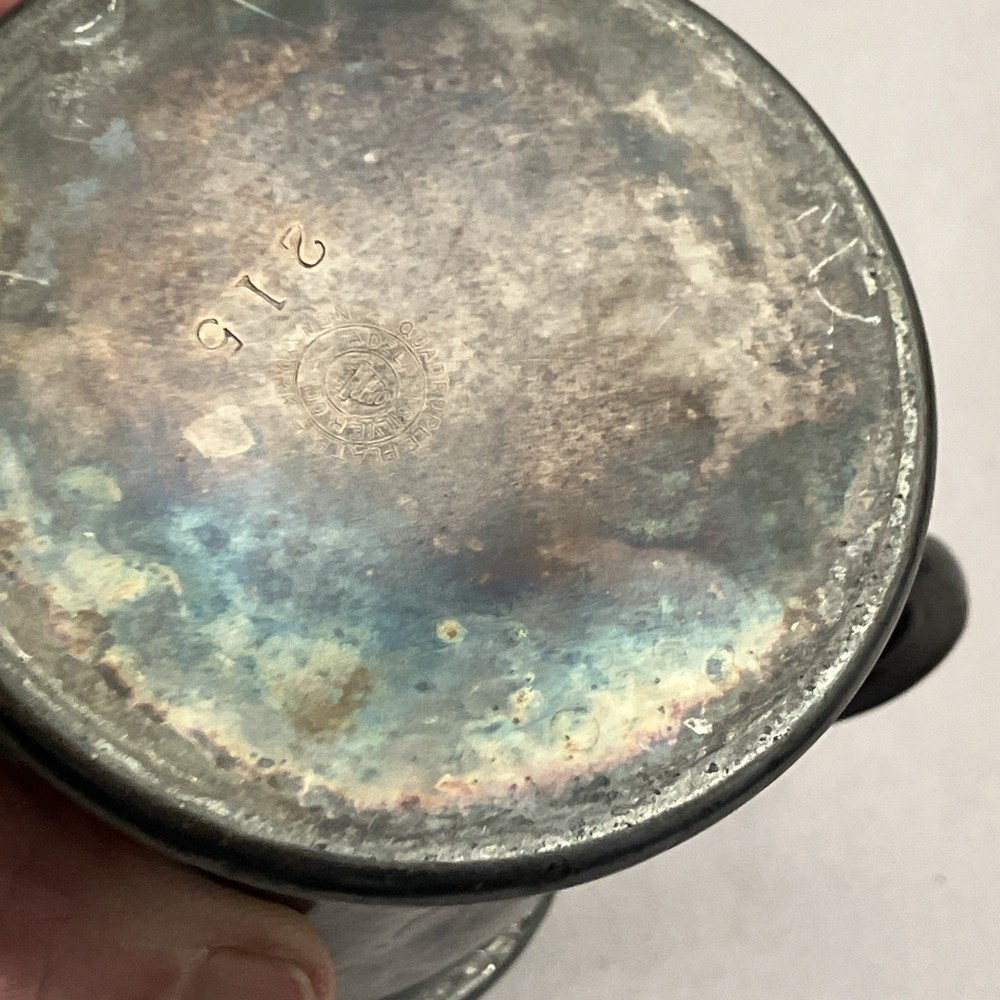 Pitcher Adelphia Silverplate Co NY Quadhuple plated small pitcher #215 5”