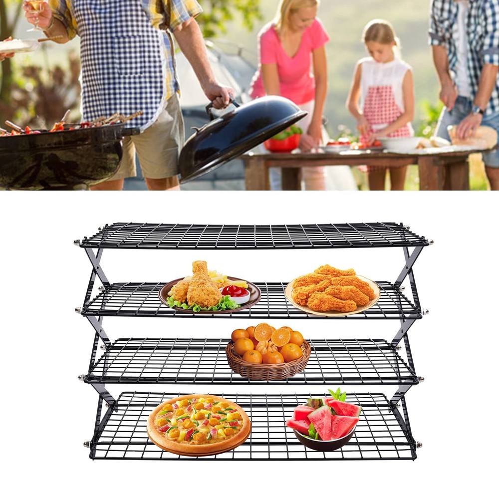 4-Tier Collapsible Cooling Rack, Adjustable Stackable Roasting Cooking Drying...