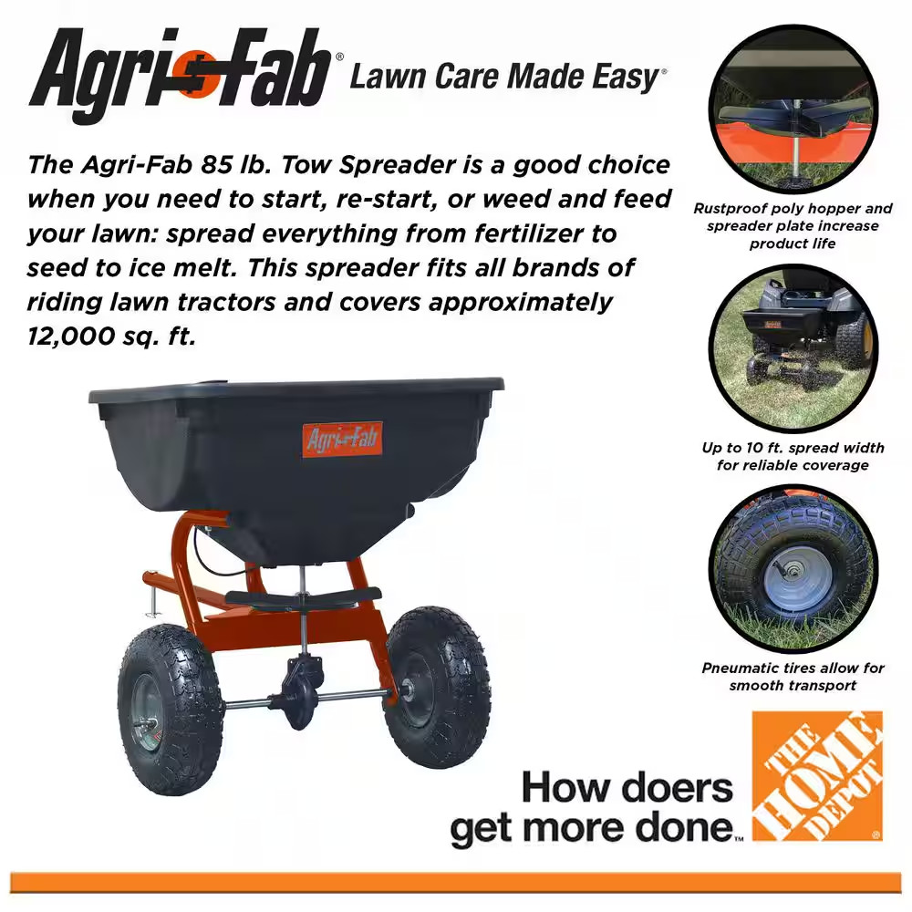 Tow Behind Grass Seed Salt Broadcast Lawn Fertilizer Spreader Pull Rustproof