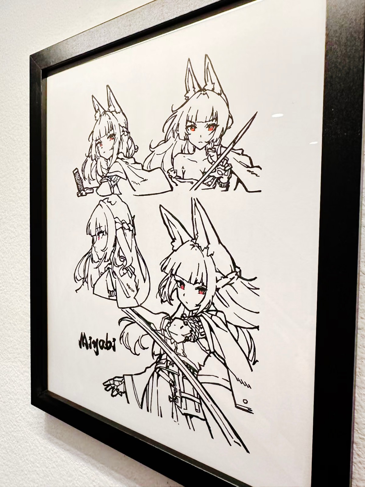 Hand Drawn (Not a Print) Miyabi Zenless Zone Zero Framed Pen & Ink Art Drawing