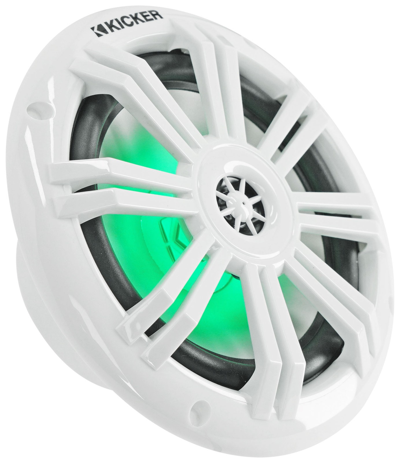 Kicker 51KM604WL KM60 6.5" Marine Speakers w/RGB LEDs, White, 4-Ohm Boat Stereo