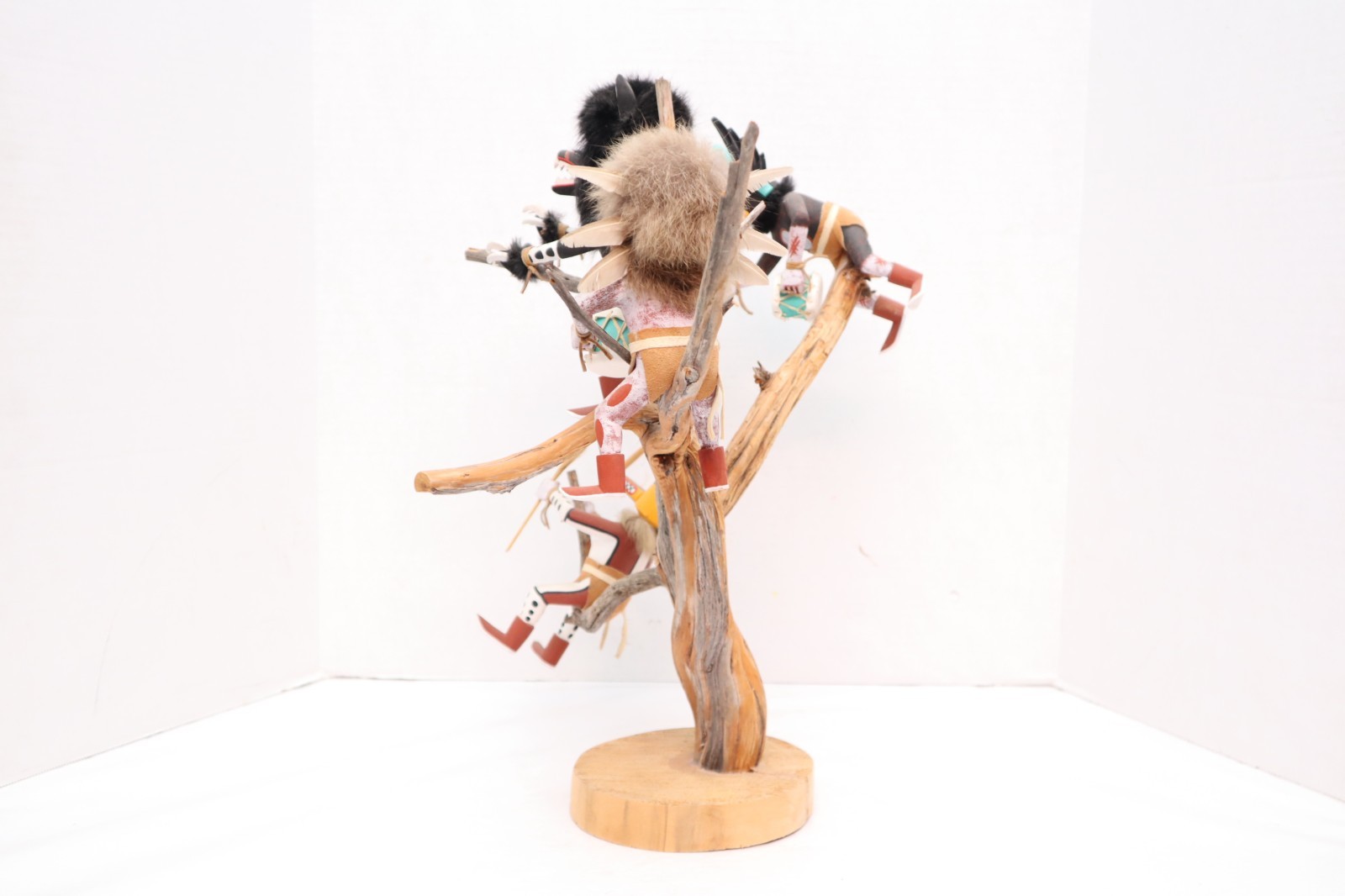 VTG Hopi Pueblo Kachina Doll Scene Native American Climbing TREE Sculpture 22"
