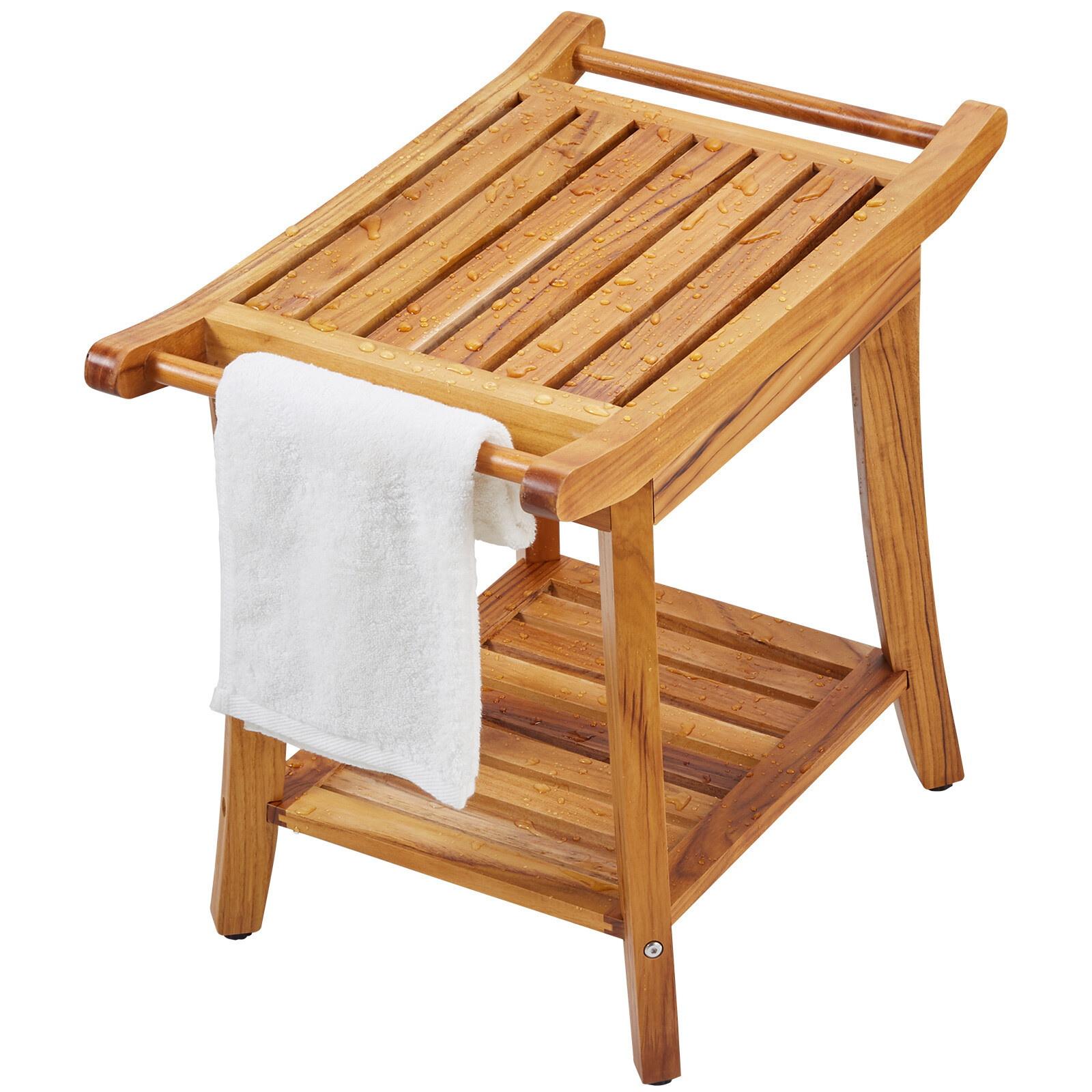 VEVOR Teak Shower Bench Wood Shower Stool Chair for Bathroom