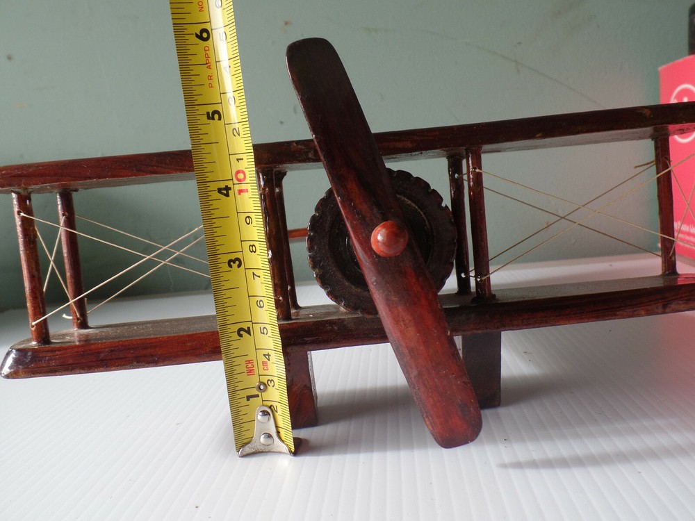 Vintage Wooden BiPlane model with moving propeller