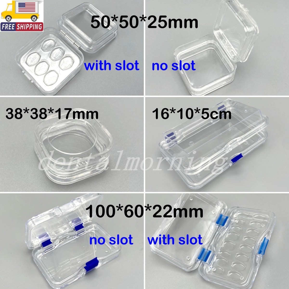Dental Denture Storage Box Tooth Boxes with slot/no slot Veneer Membrane Case