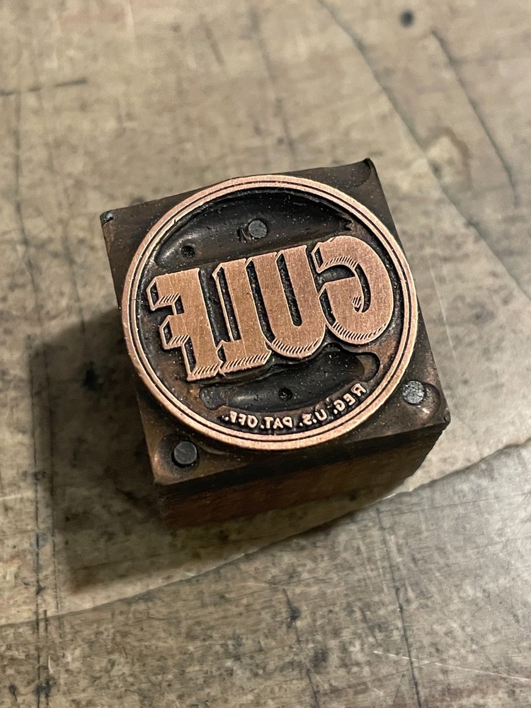 Printing Letterpress Printers Block Gulf Gas Station Copper Logo (739)