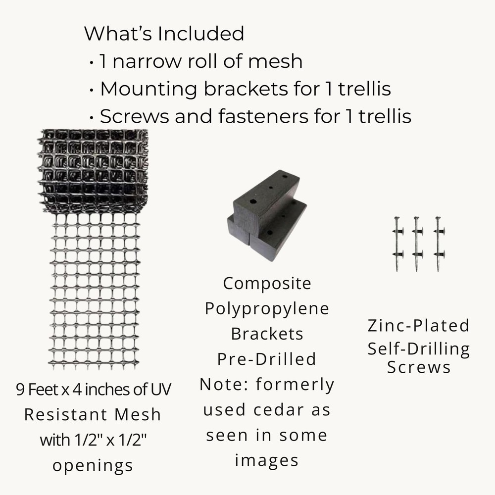 Narrow Trellis for Deck Posts and Flat Sided Mailbox Posts, HDPE Mesh for Cle...