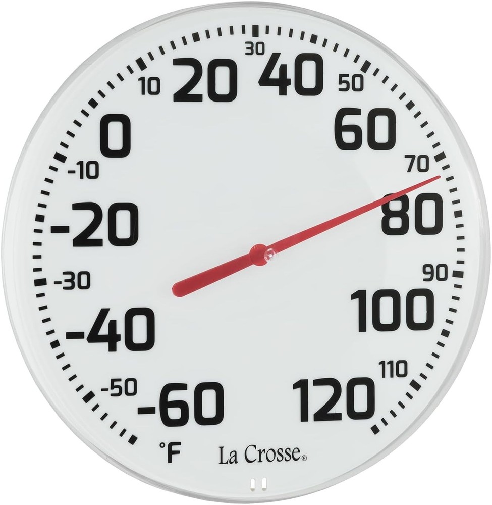 La Crosse 8" Round Analog Dial Thermometer, White