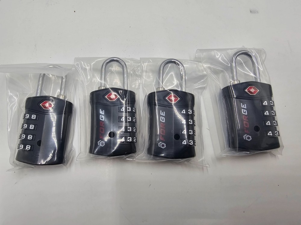 8-Pack Forge Luggage Combination Lock TSA17019 Easy Read Dials Black