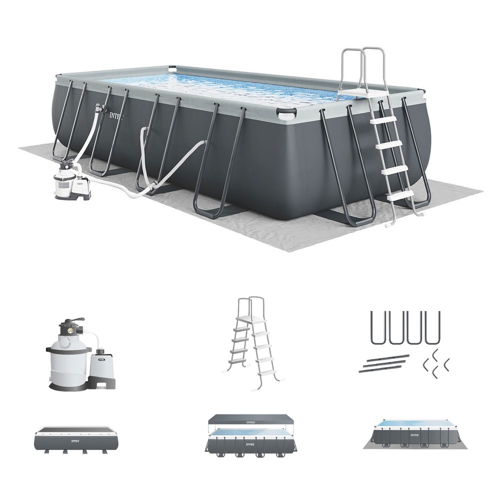 Intex Ultra XTR Rectangular Outdoor Swimming Pool Set with Pump