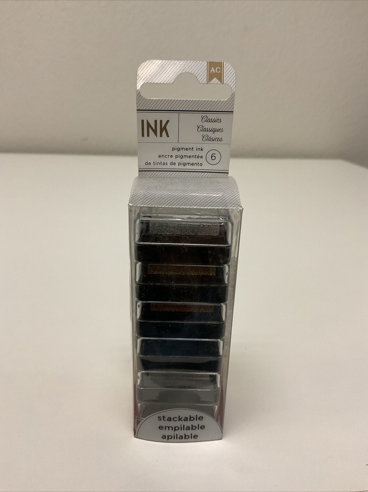 American Crafts Stackable Mini Ink Pads 6 Inks/pack, Classics - 6 PACK