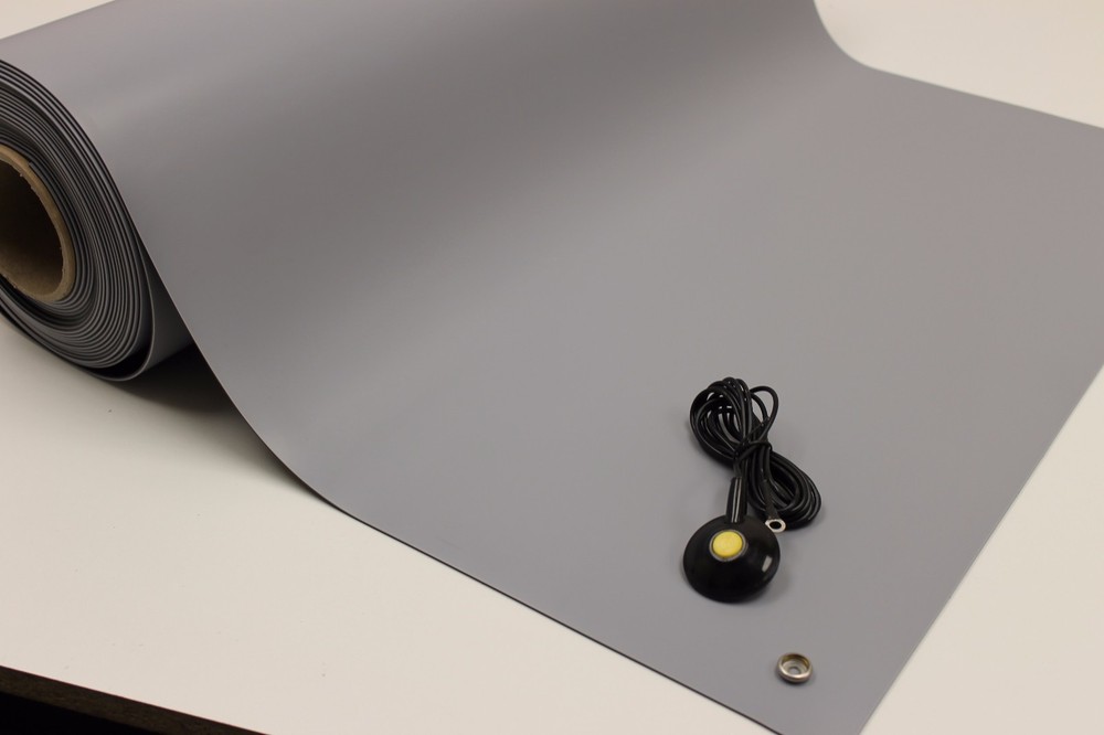 2LAYER RUBBER ESD ANTI-STATIC GROUNDING MAT- 24 X 36 W/GROUND CABLE-GRAY