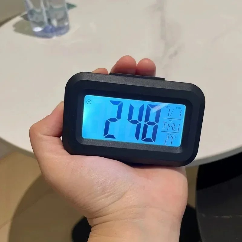 LED Digital Alarm Clock Snooze Backlight Calendar Time Display Table Desktop
