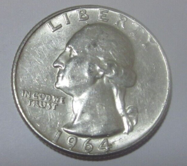 1964   Washington Silver Quarter   90% Silver