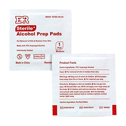 Ever Ready First Aid Alcohol Prep Pads Individually Wrapped Swabs - 200 Pads