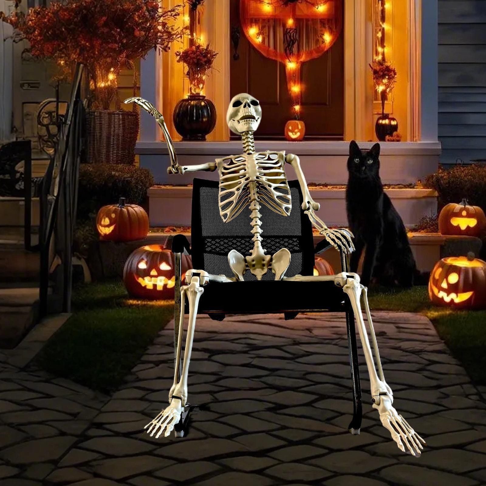 Halloween Realistic Body Bones Life Size Human Skeleton with Posable Joints