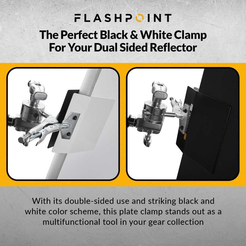 Flashpoint Duckbill Style Plate Clamp, Black/White #PC-DB-BW