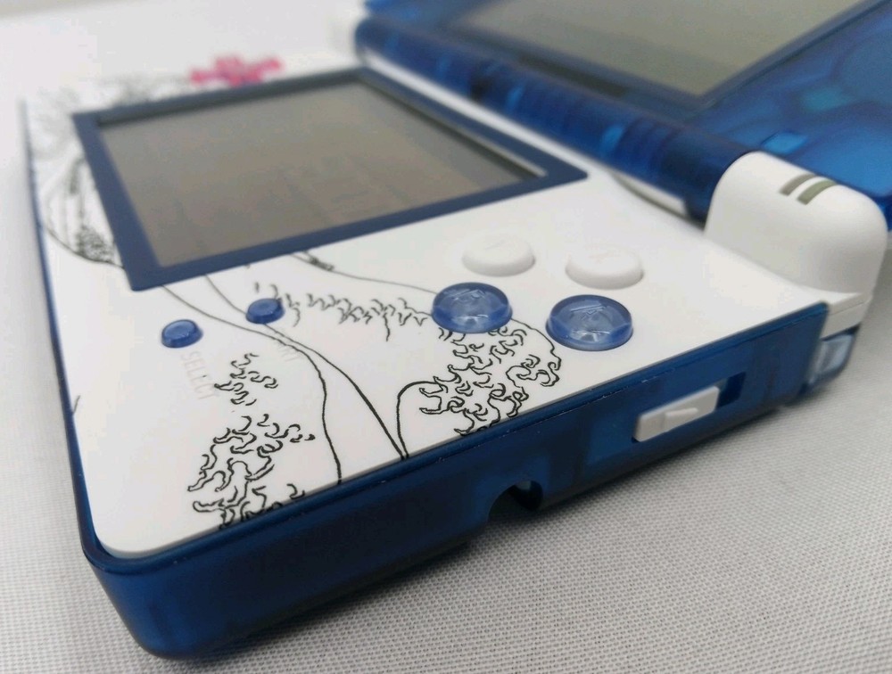 Nintendo DS Lite ReShell Deep Blue Wave Pink USB Cable Gameboy Advance GBA Nice