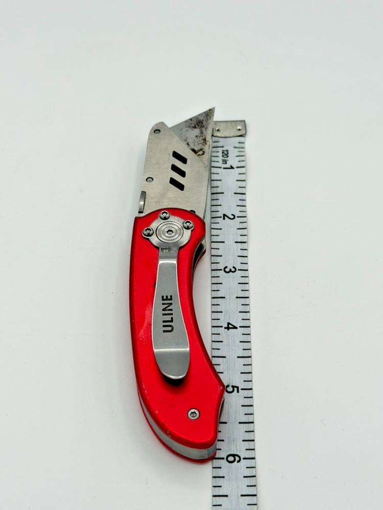 Uline Folding Utility Knife Box Cutter Replaceable Blade Red Pocket Tool
