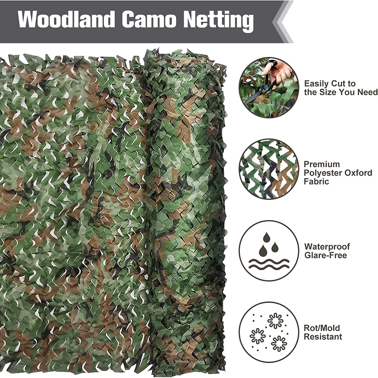 13-26Ft Military Woodland Camouflage Netting Cutable Camo Net Camping Hunting