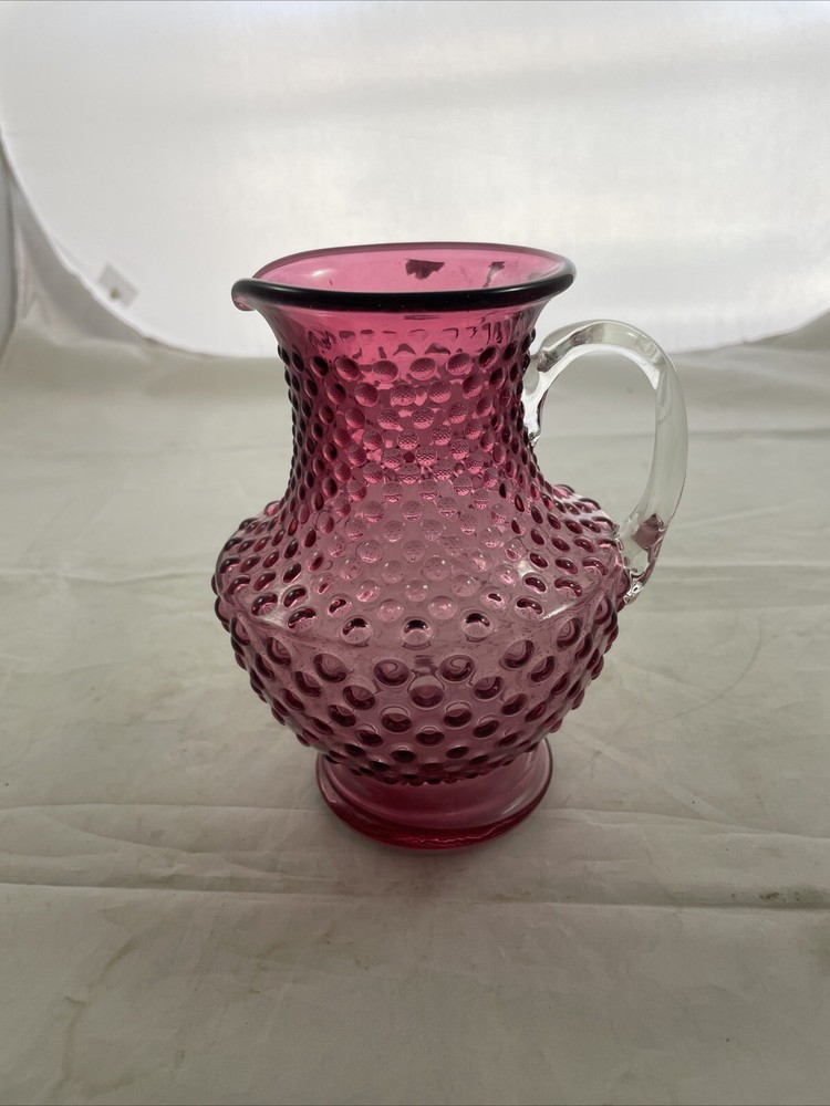 CRANBERRY HOBNAIL FOOTED SMALL PITCHER / JUG