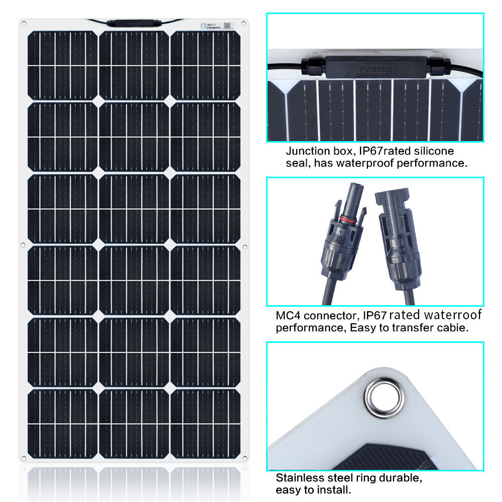 180W Solar Panel Flexible Monocrystalline Solar Cells PV Module with Controller