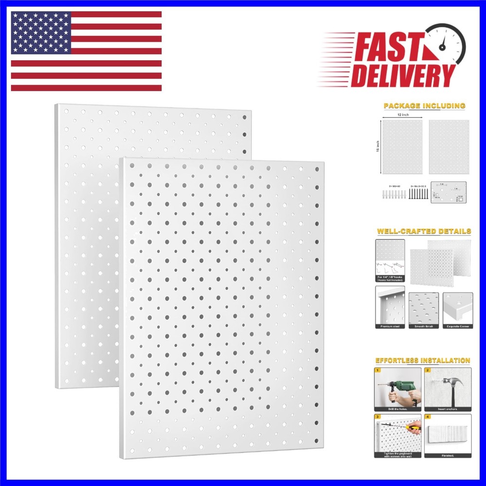 Versatile Gray Pegboard Wall Panels - Rust-Resistant with Easy Installation