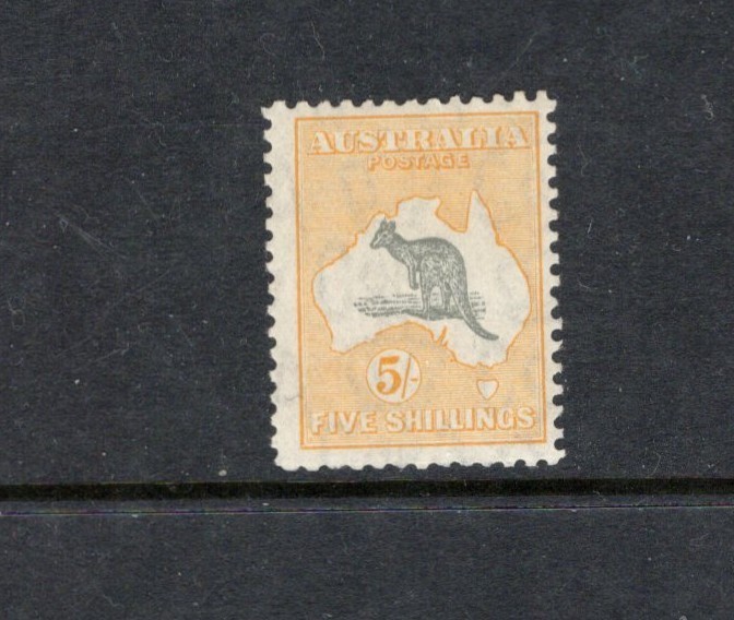5/- CofA  YELLOW & GREY ROO FINE MINT