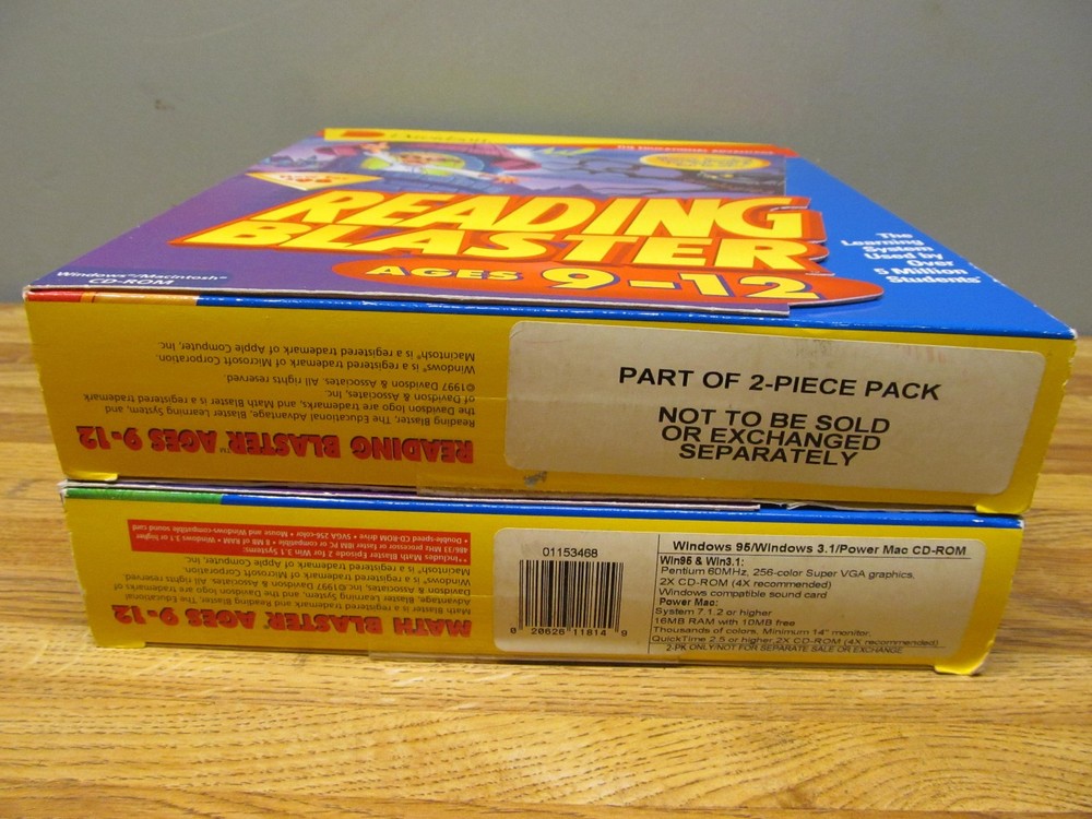 Davidson MATH BLASTER & READING BLASTER 4th 5th 6th Grades NEW PC CD-Rom