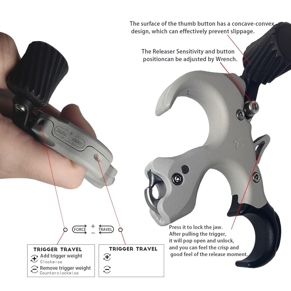 Thumb Release for Compound Bow,Copper Material Archery Release Aids,3 or 4 Fi...