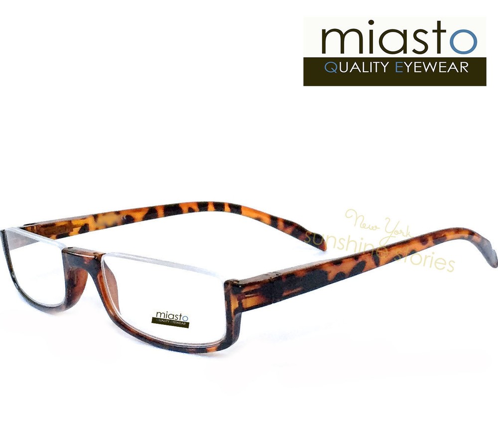 MIASTO TOP RIMLESS RECTANGLE HALF READER READING GLASSES+2.50 BROWN LARGE~ FLEX