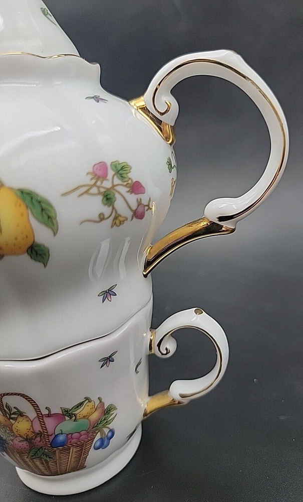 Fruit Basket Porcelain Tea For One Set - EUC