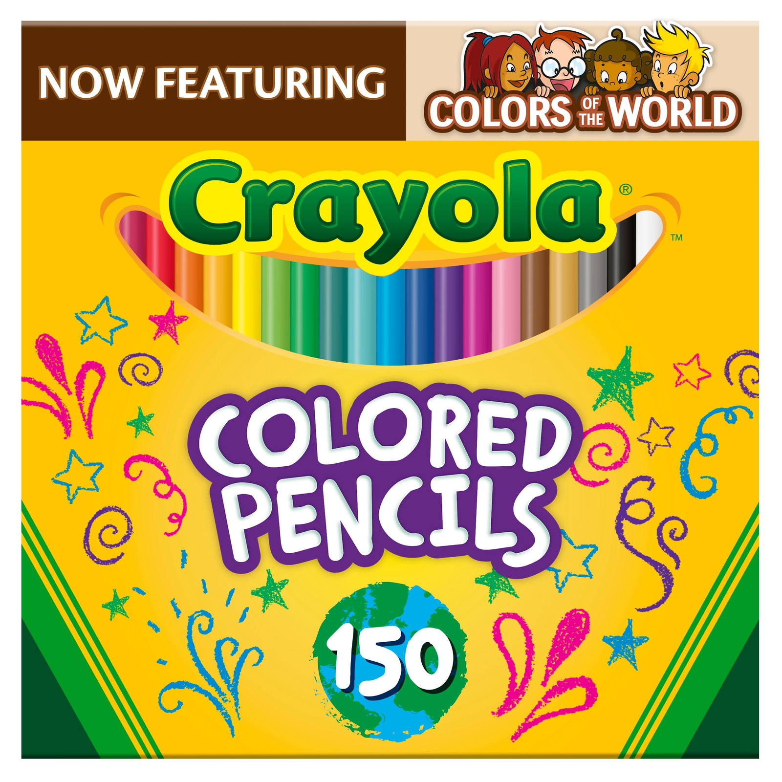 Crayola Colored Pencil Set, Colors of the World, 150 Ct, Back to School Supplies
