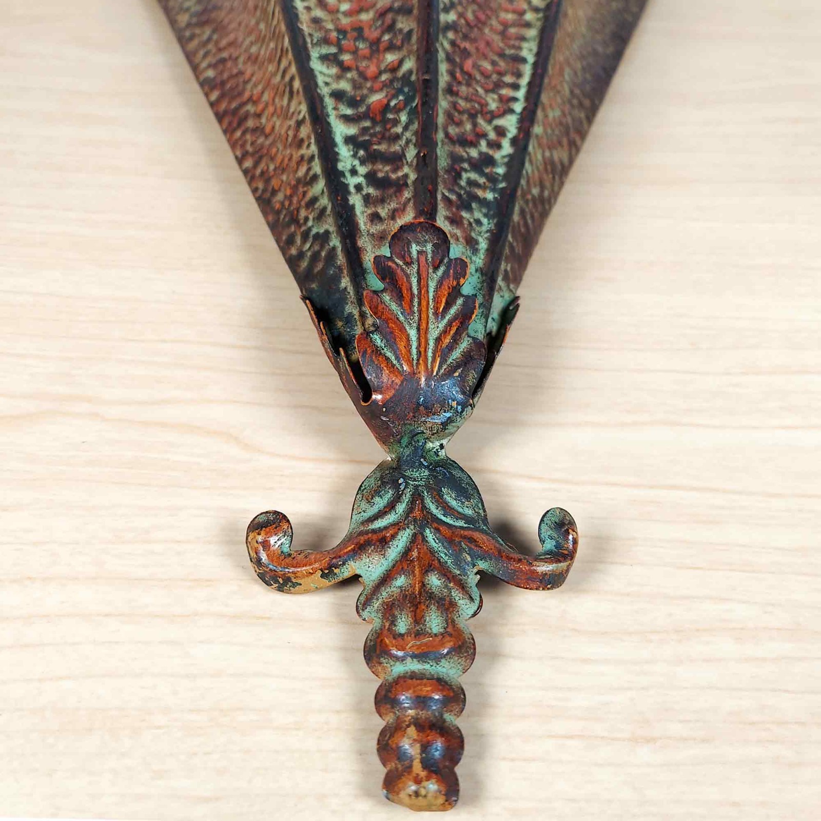 Hammered Metal Umbrella Cane Holder Wall Decor Dried Flowers Copper Style Patina