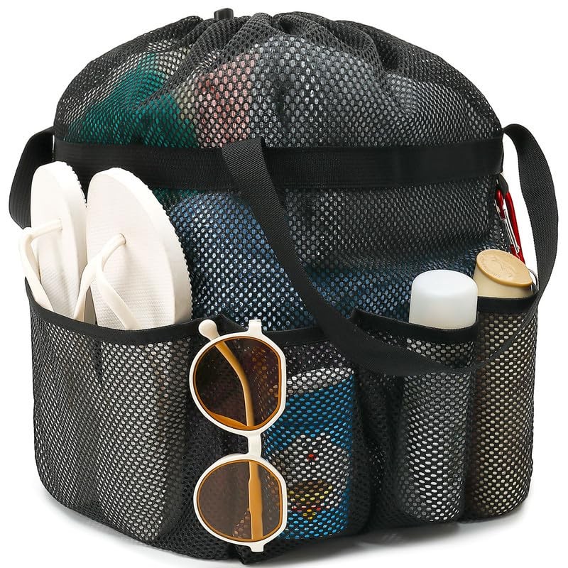 Mesh Shower Caddy Portable with Drawstring, Dorm Room Essentials for College Gir