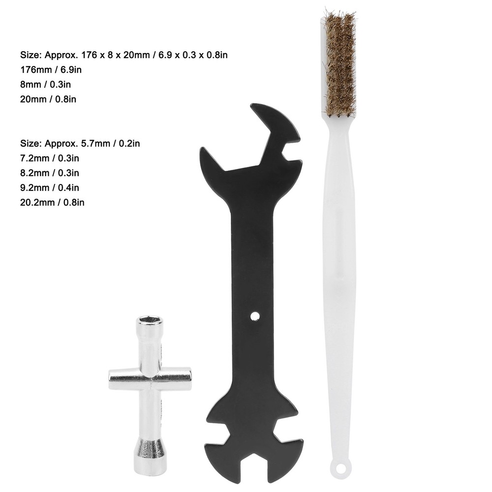 3Pcs 3D Printer Cleaning Tool Set Wrench + Mini Socket + Nozzle Brush Kit