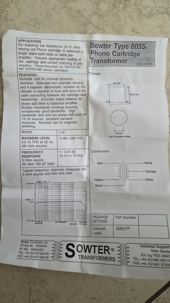 Sowter 8055 Phono Catridge Transformer x 2
