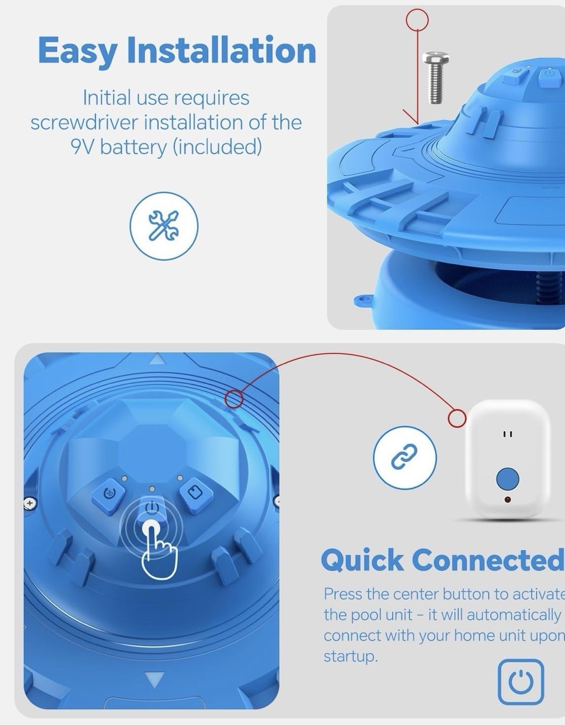 Hovara Floating Pool Safety Alarm Loud 110dB for Inground Above Ground Pool Blue