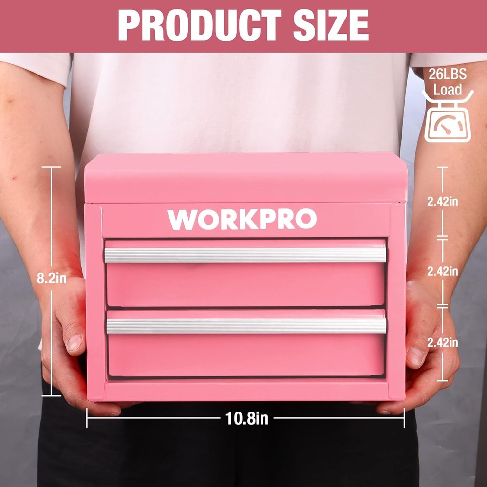 2-Drawers Metal Mini Tool Box Cold Rolled Steel Small Multi-Purpose Toolbox