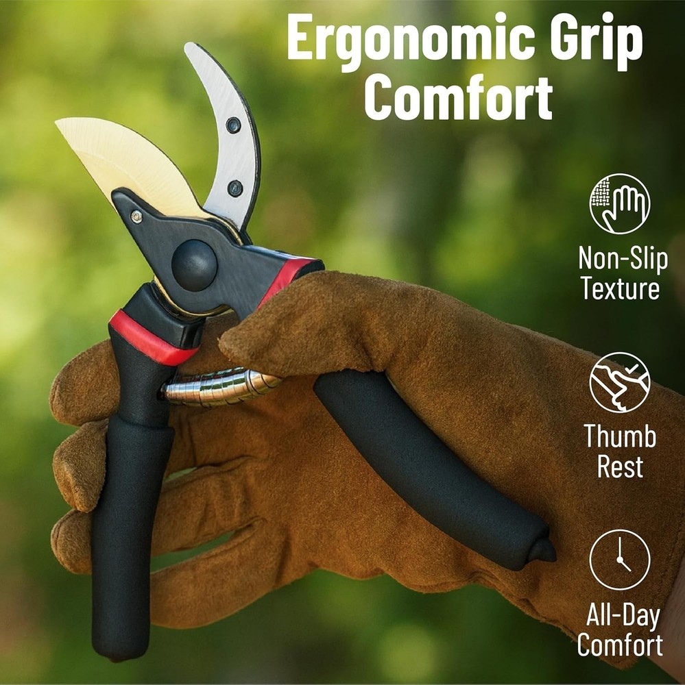 Pruning Shears, Garden Shears, 8" Professional, Titanium Blade, Garden Scisso...