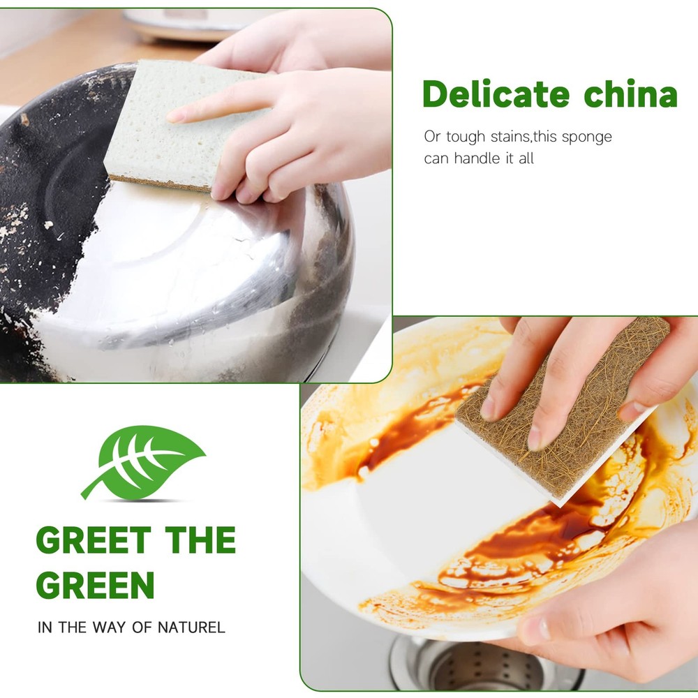 Rasket 10 Pack Biodegradable Natural Sponges Kitchen - Compostable White