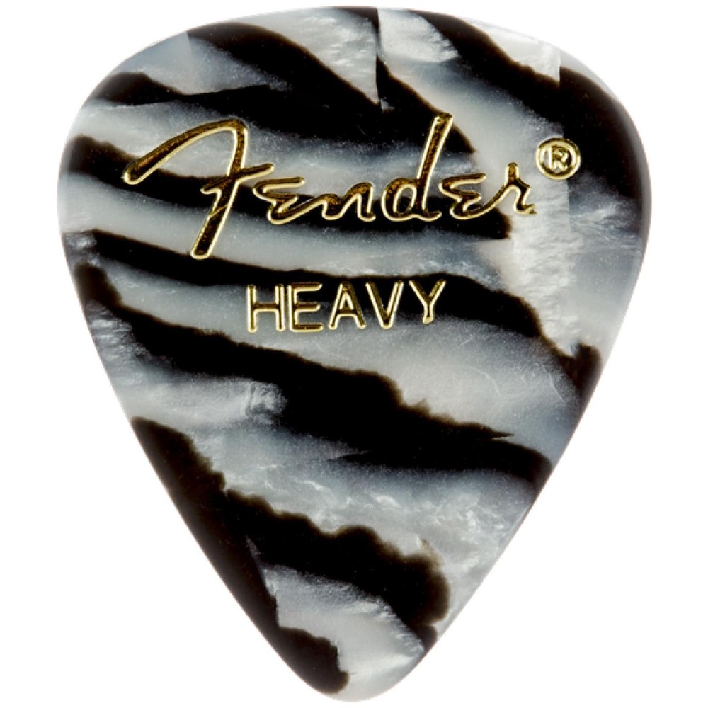 Fender 351 Shape Graphic Celluloid Guitar Picks, Heavy, Zebra, 12-Pack
