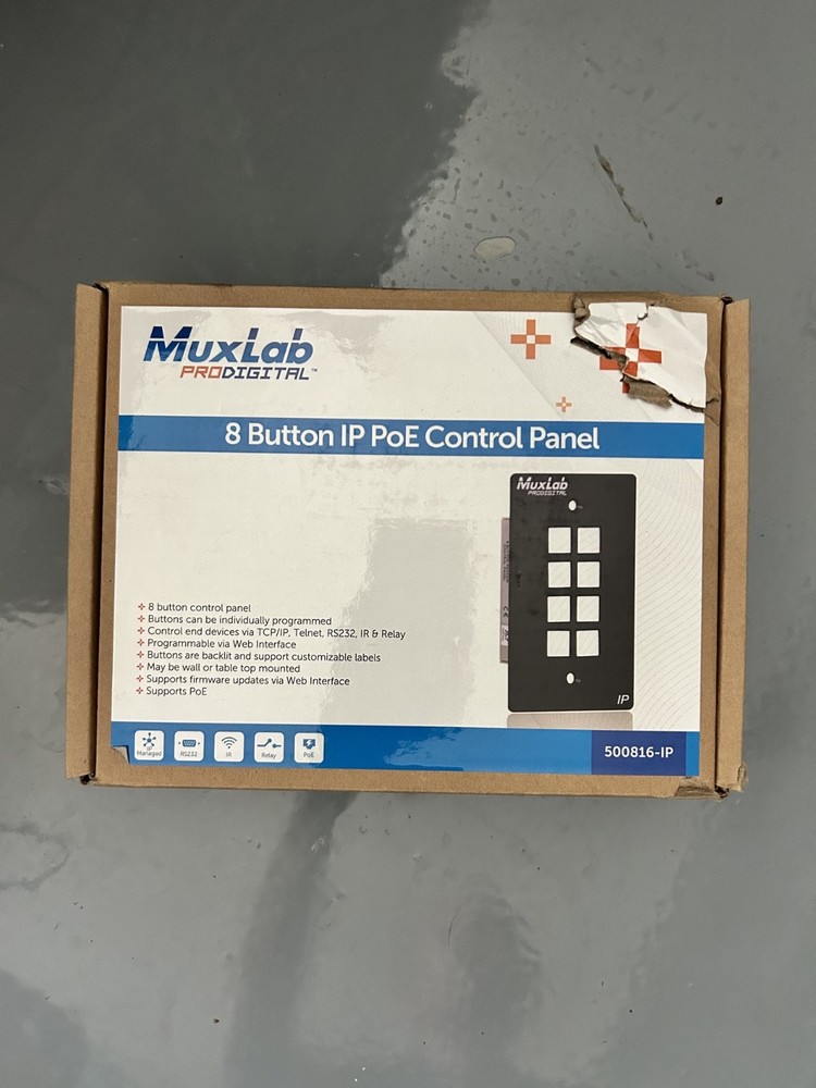 MuxLab 8-Button IP PoE Control Panel *NIB*