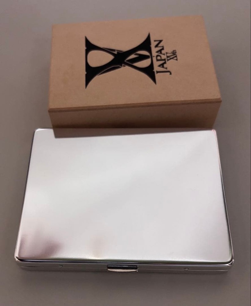 X JAPAN Silver lighter with original box cigarette case set