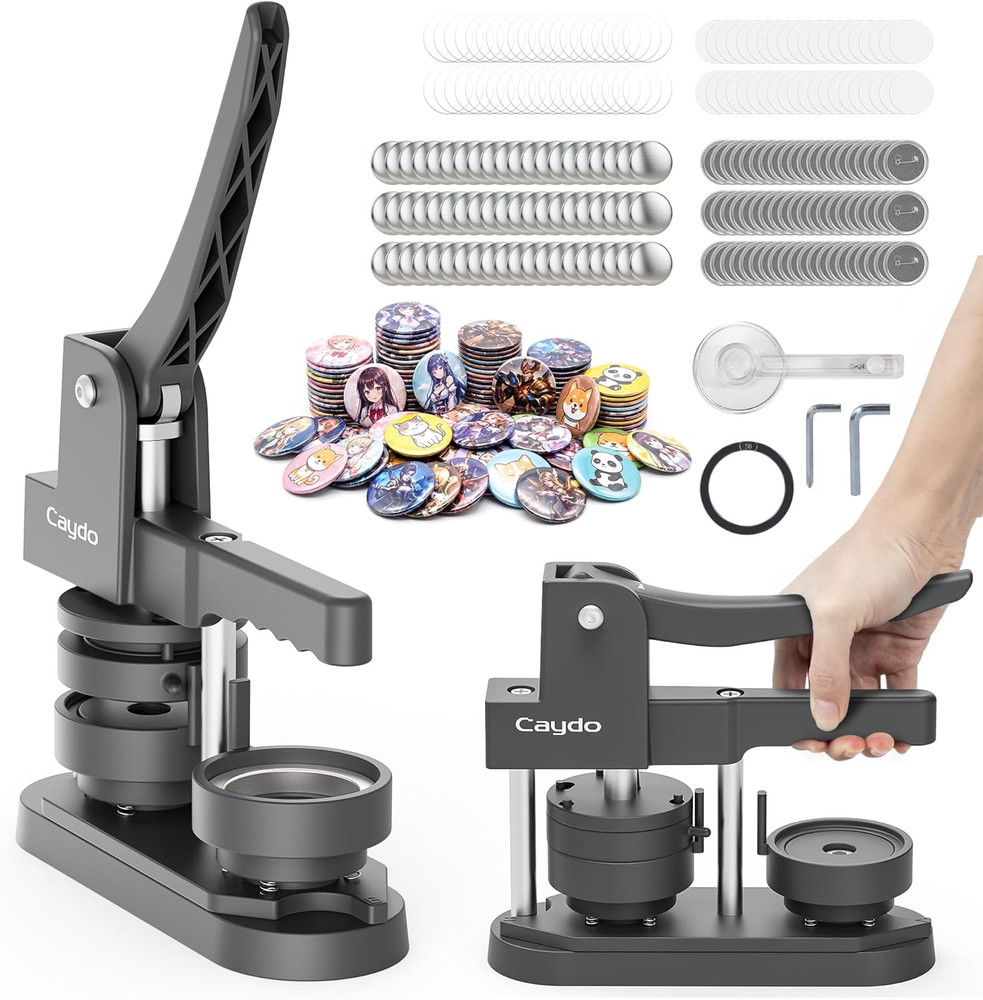 Caydo 58mm(2.25in) Button Maker Machine, Pin Maker Machine for Anime Fans DIY Ba